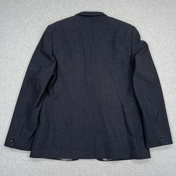 Ted Baker London Blazer Mens 6 XXL 42R Groove Micro Check Blue Sport Coat Iguana